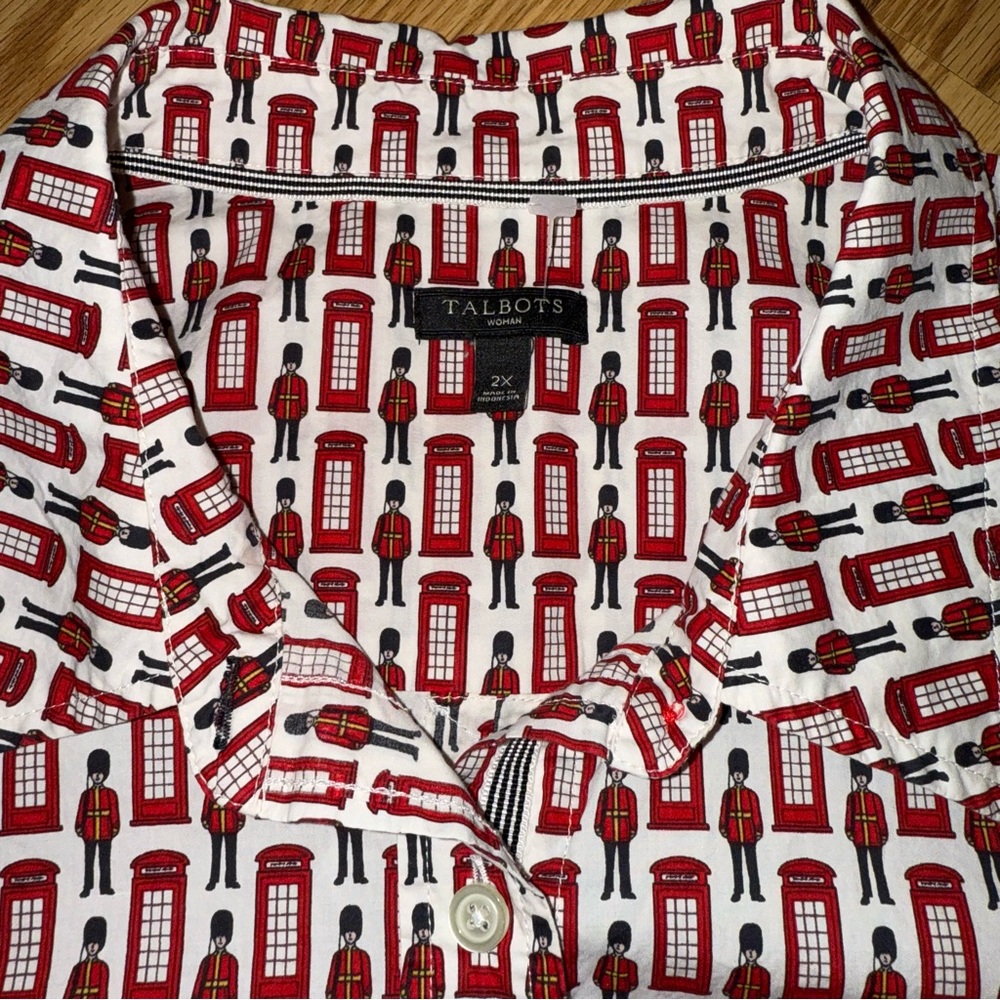 Talbots London Palace Guard Patterned Button Down Shirt size‎ 2X - Picture 3 of 8
